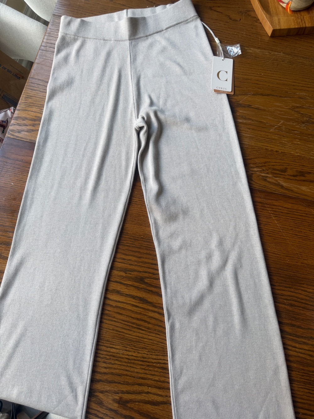 Cyrus Cream Stretch Wide-Leg Pants